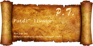 Pató Tivadar névjegykártya